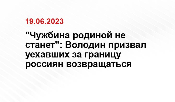 "Чужбина родиной не станет": Володин призвал уехавших за границу россиян возвращаться