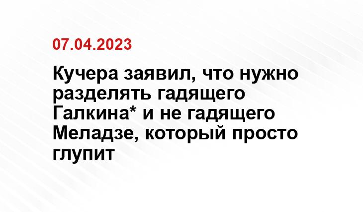 Кучера заявил, что нужно разделять гадящего Галкина* и не гадящего Меладзе, который просто глупит