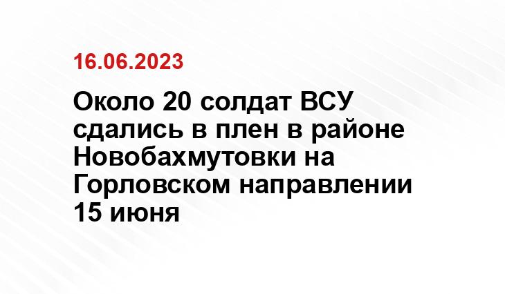 Около 20 солдат ВСУ сдались в плен в районе Новобахмутовки на Горловском направлении 15 июня