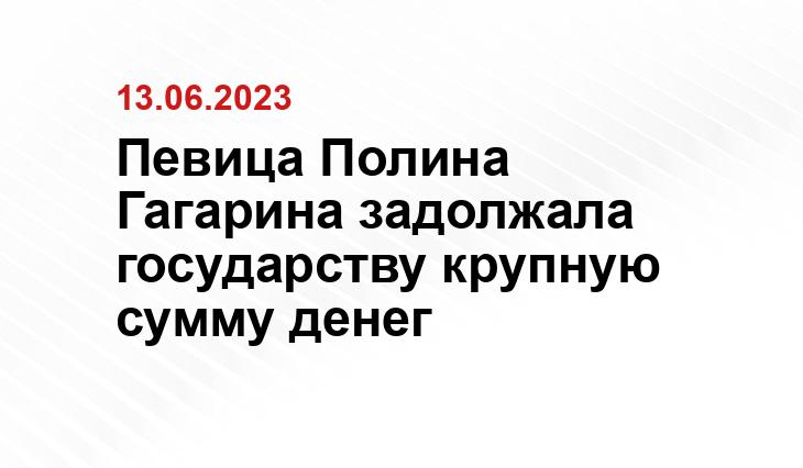 Певица Полина Гагарина задолжала государству крупную сумму денег