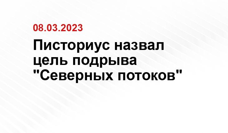 Писториус назвал цель подрыва "Северных потоков"