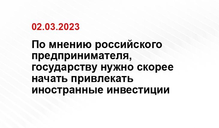 По мнению российского предпринимателя, государству нужно скорее начать привлекать иностранные инвестиции