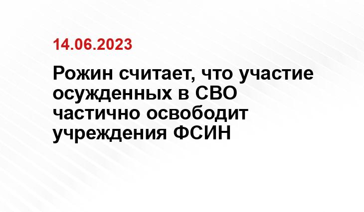 Рожин считает, что участие осужденных в СВО частично освободит учреждения ФСИН