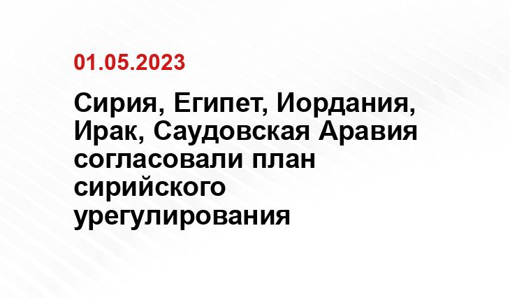 Сирия, Египет, Иордания, Ирак, Саудовская Аравия согласовали план сирийского урегулирования