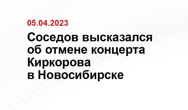 Соседов высказался об отмене концерта Киркорова в Новосибирске