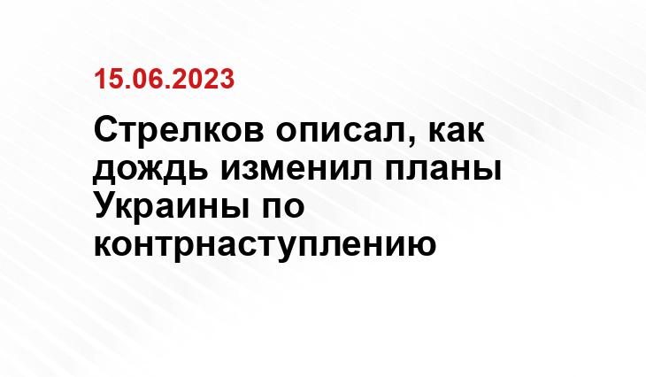 Стрелков описал, как дождь изменил планы Украины по контрнаступлению