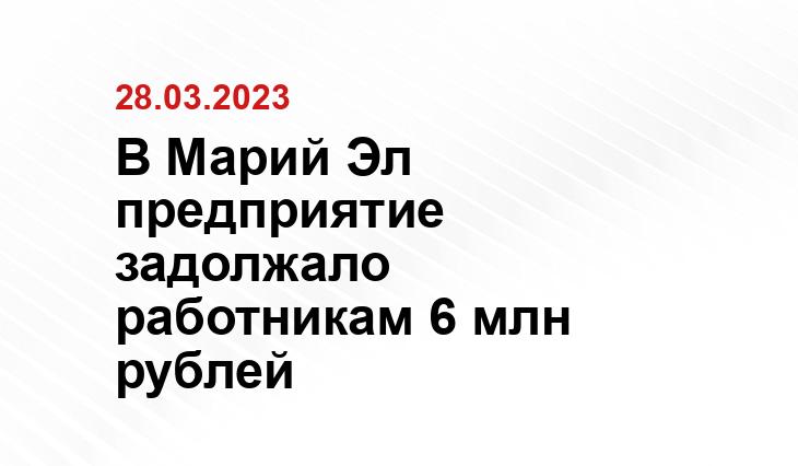 В Марий Эл предприятие задолжало работникам 6 млн рублей