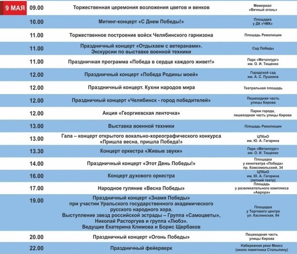 День Победы в Челябинске отметят с размахом: афиша праздничных мероприятий на 9 мая 2021