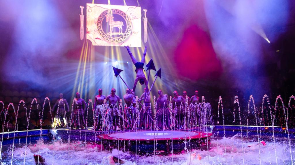 Росгосцирк представил зрителям «Цирковой мюзикл на воде «Новогодняя одиссея»: русалки, фонтаны и поющие артисты