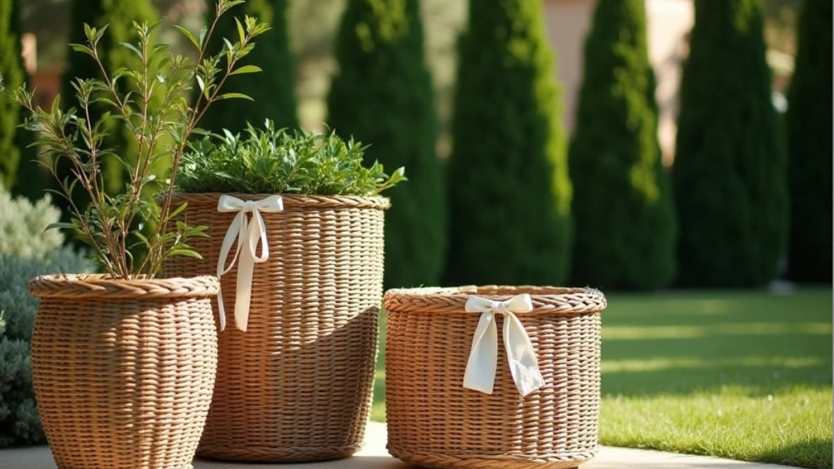 Дизайнерский вазон за полцены: секрет в строительном ведре, оплетенном ротангом — успейте до лета ИА SM-News, seaart.ai